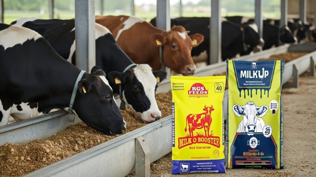 Organic cattle feed improving cow health, milk quality, and sustainable farming