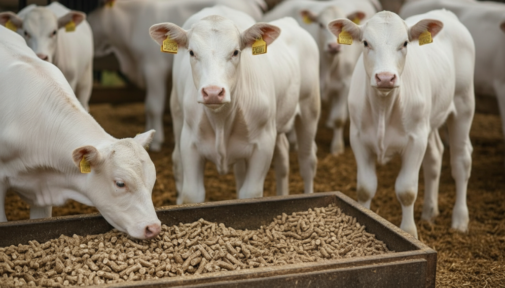 Healthy dairy calves feeding on RGS Feeds creep feed