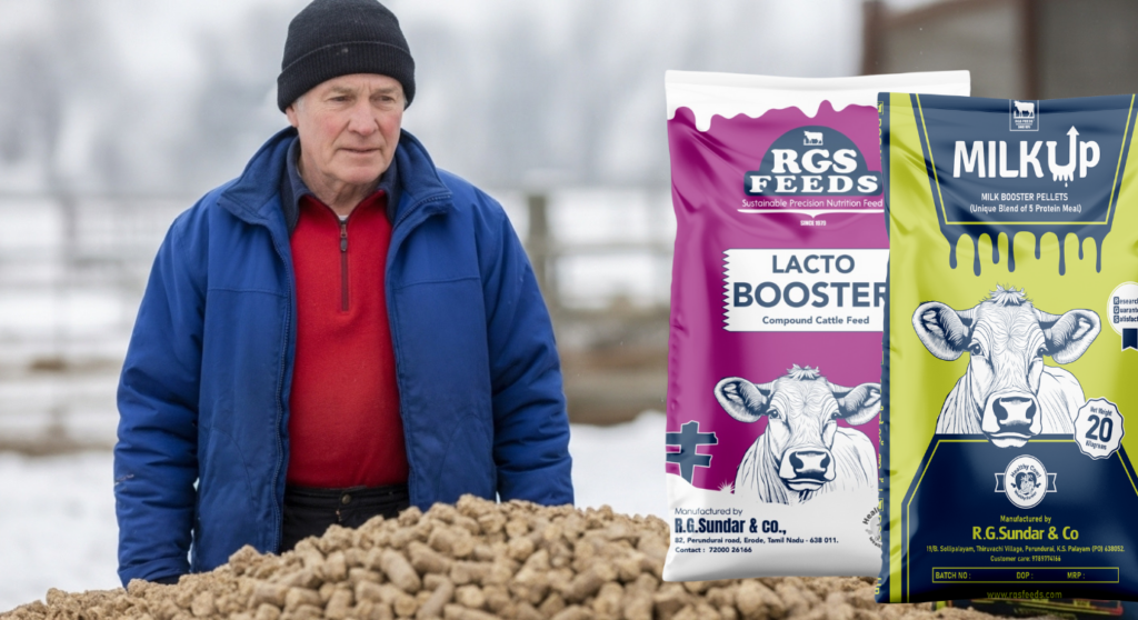 Cattle consuming nutritionally enriched feed to stay healthy and productive in winter