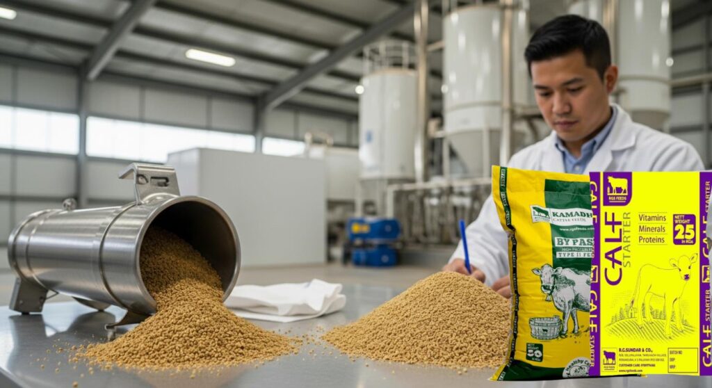 Protein-rich ingredients used in high-protein cattle feed for balanced nutrition