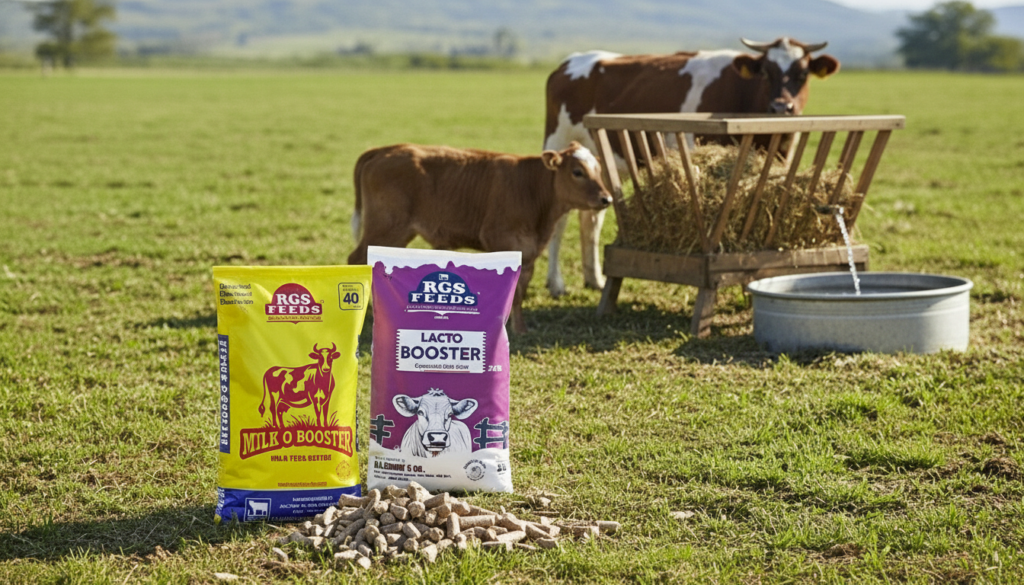 Balanced and clean cattle feed manufactured by RGS Feeds for dairy farming