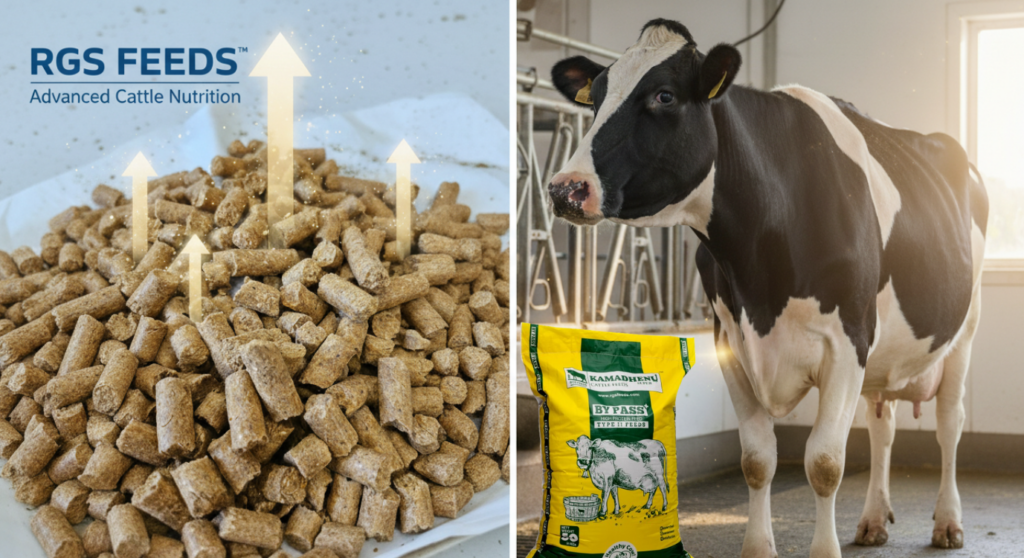 Premium cattle feed pellets by RGS Feeds for high feed efficiency and weight gain