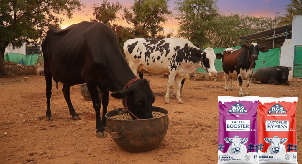 High energy cattle feed products for dairy cows to boost milk yield and cattle health