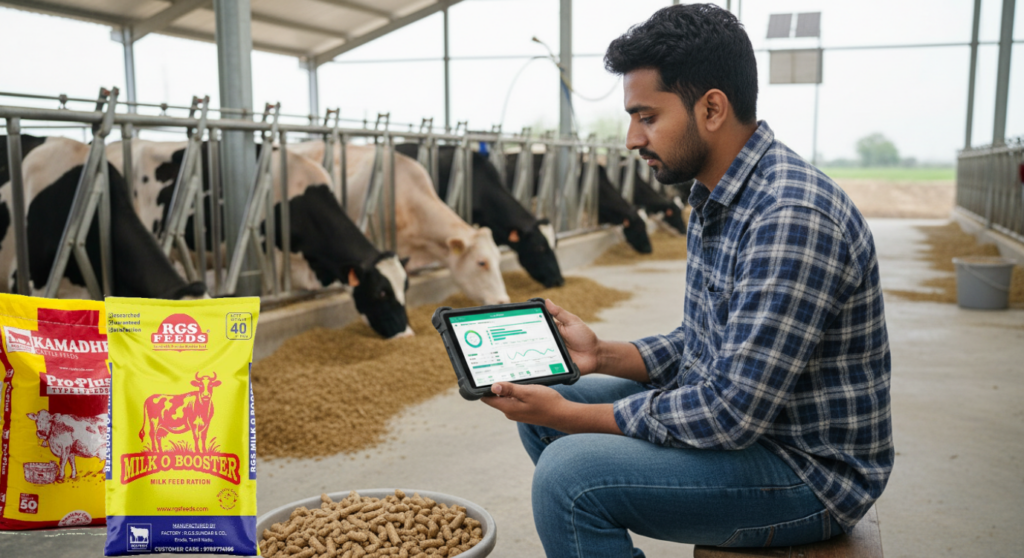 High-protein dairy feed improving milk yield, nutrition, and sustainable farm efficiency