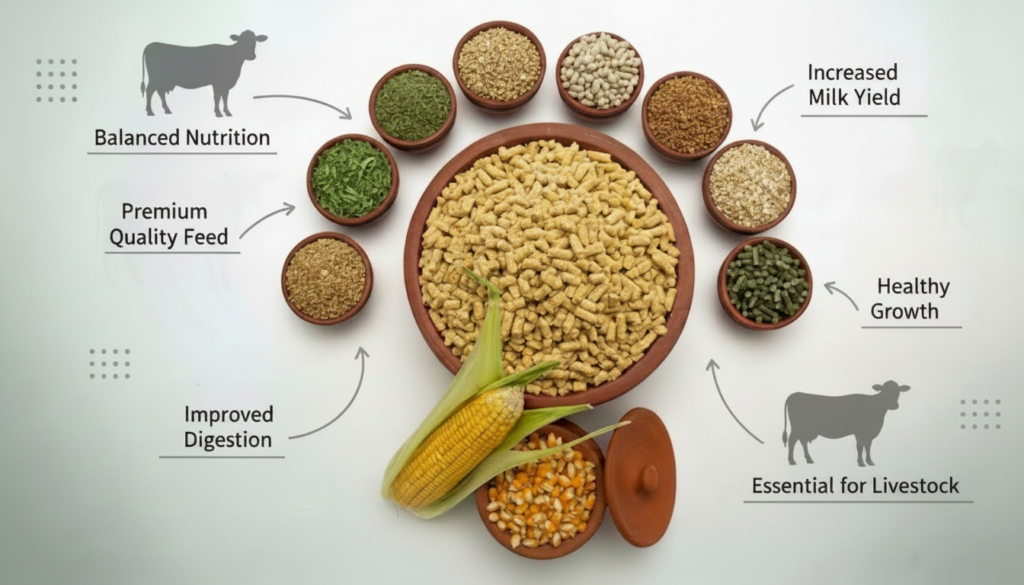 Affordable dairy cow feed types for nutrition, milk yield, and cost-effective farming
