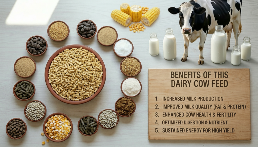 Balanced diet for dairy cows in India for better milk production