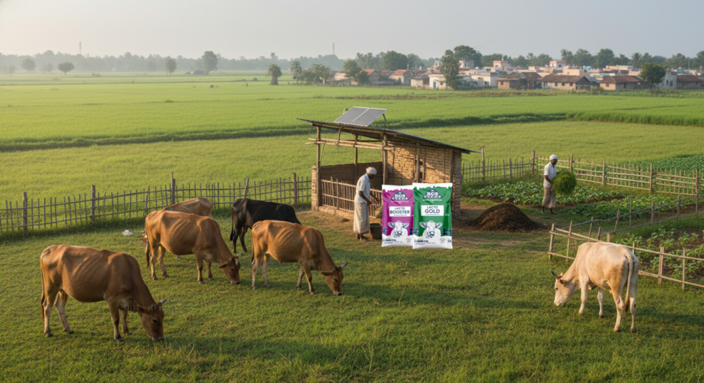 Organic cattle feed improving milk quality and market value