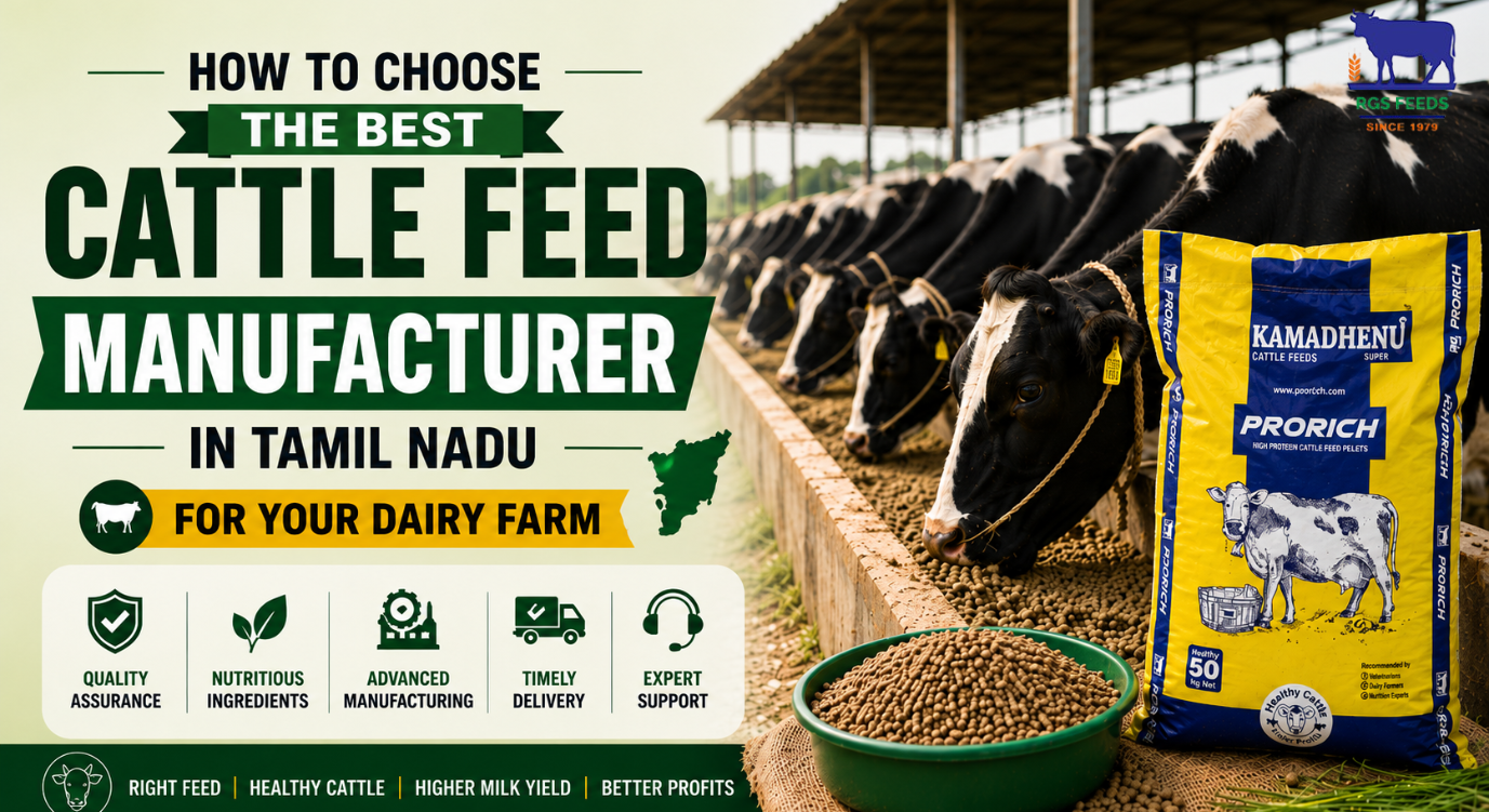 You are currently viewing How to Choose the Best Cattle Feed Manufacturer in Tamil Nadu for Your Dairy Farm